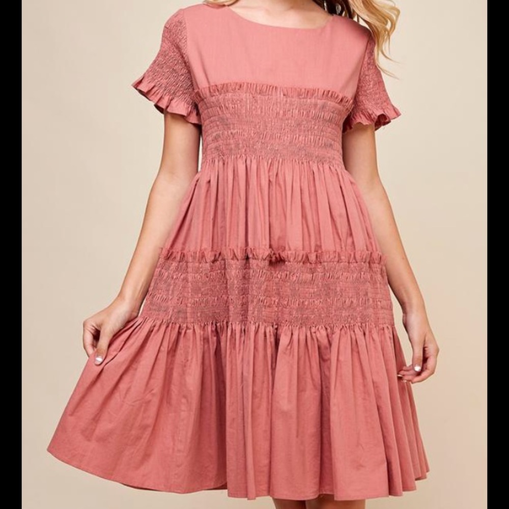 Dusty rose fit and flare dress